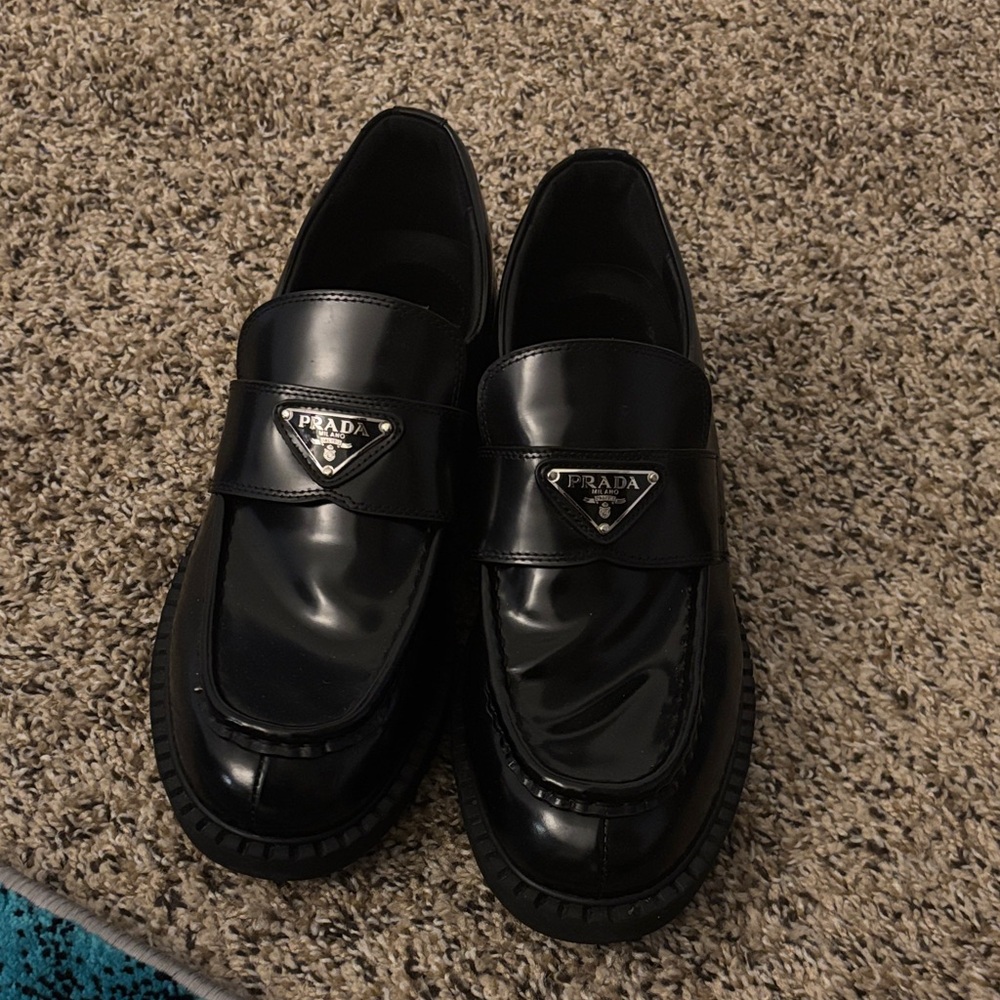 Prada Men's Glossy Black Slip-On Loafers